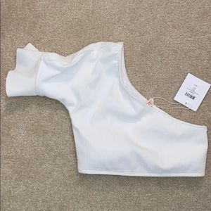 DVF West One Shoulder Flounce Crop